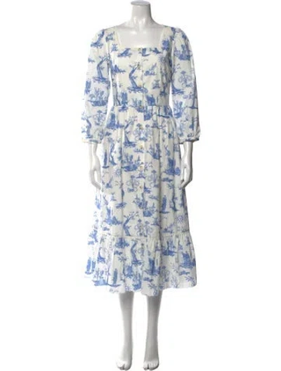 Pre-owned Meadows Printed Midi Length Dress In Multi