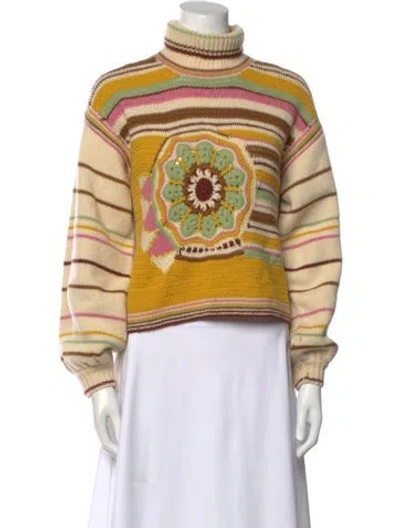 Pre-owned Meadows Wool Printed Sweater In Yellow