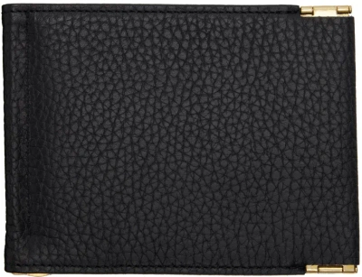 Meanswhile Black Leather Money Clip Wallet In Off Black