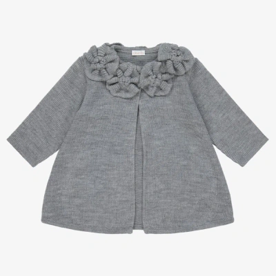 Mebi Baby Girls Grey Knit Coat In Gray