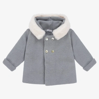 Mebi Blue Knitted Baby Jacket In Gray