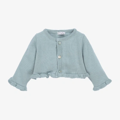 Mebi Babies' Girls Blue Cotton Knit Cardigan