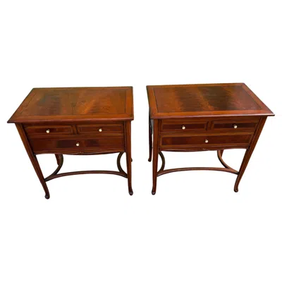 Pre-owned Medea Pair Of Mahogany Side Table Signed  In Brown