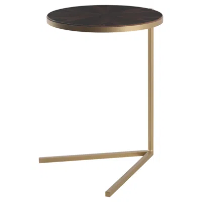 Pre-owned Medea Romeo Side Table: Wooden Frame, Bronze Finish, Marble Top In Brown