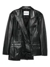 Medeea Asymmetric Leather Jacket In Black