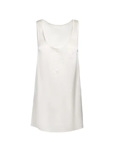 Medeea Button-placket Sleeveless Mini Dress In White