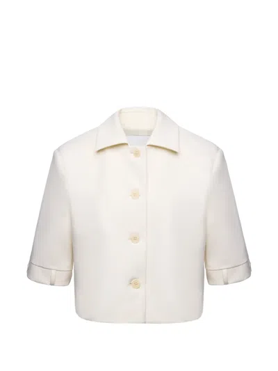 Medeea Cropped Short-sleeve Jacket In White