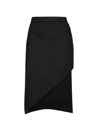 Medeea Deconstructed Waistband Midi Skirt In Black