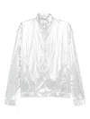 Medeea Metallic-effect Zip-up Jacket In Silver