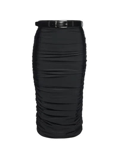 Medeea Ruched Midi Skirt In Black