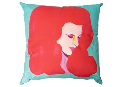 Pre-owned Medicom Mle Saiko Otake Mannequin Head Aqua Square Cushion In Blue