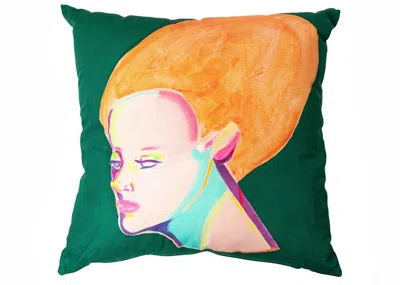 Pre-owned Medicom Mle Saiko Otake Mannequin Head Square Cushion In Green