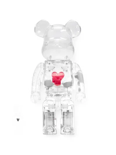 Medicom Toy Bearbrick Emotionally Unavailable Red Heart Clear Sculpture In White
