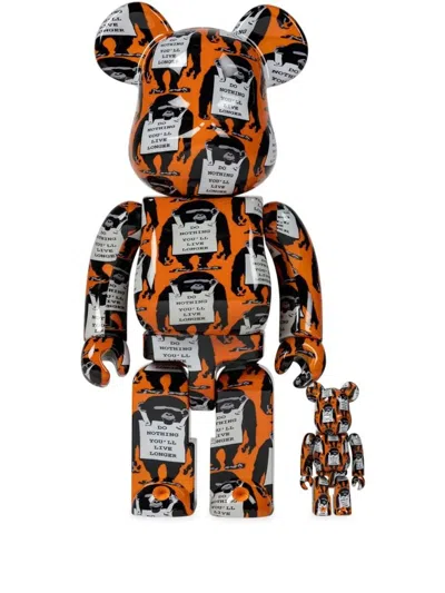Medicom Toy Monkey Sign Be@rbrick Figure Set In Orange