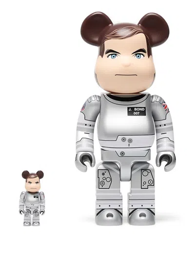 Medicom Toy X 007 James Bond Moonraker Be@rbrick 100% And 400% Figurines In Gray