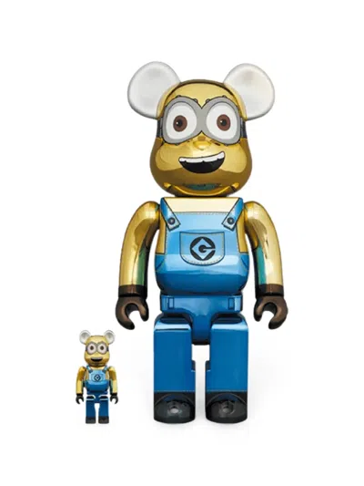 Medicom Toy X Dave Chrome Version Minions Bearbrick Figurine Set In Multi