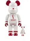 Medicom Toy X Fifa World Cup Qatar 2022 "white Chrome" Be@rbrick 100% And 400% Figure Set In White