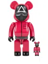 Medicom Toy X Squid Game Triangle Guard 100% And 400 Figure Set In Red