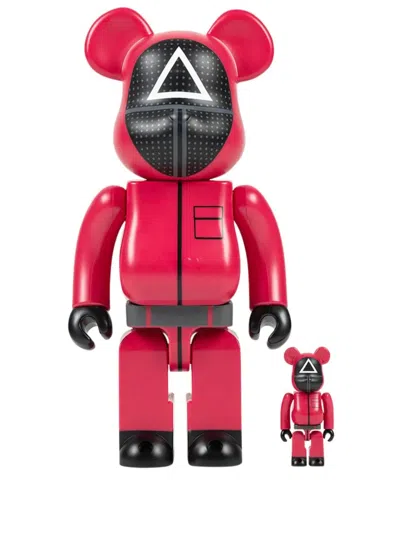 Medicom Toy X Squid Game Triangle Guard 100% And 400 Figure Set In Red