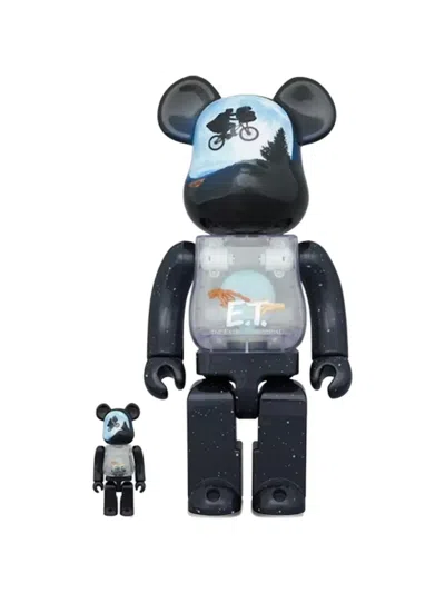 Medicom Toy Xbearbrick Xe.t. Light Up Design Figure Set Of Two 400% And 100% In Black