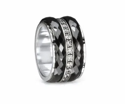 Meditation Rings Women's Untold Ring In Silver Black Cz