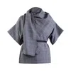 Meem Label Women's Black Dexter Grey Grid Top In Black