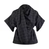 Meem Label Women's Dexter Black Grid Top In Black