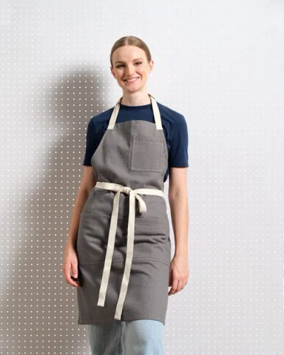 Meema Bib Apron With Pockets In Gray