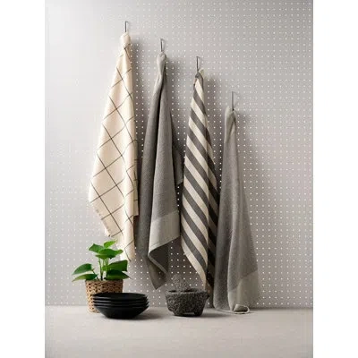 Meema Cotton Kitchen Towels In Minimal & Waffle Sage Green