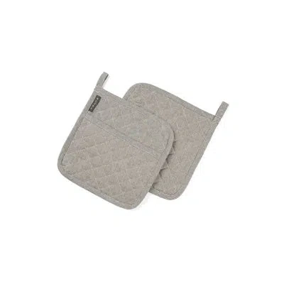 Meema Quilted Potholders In Charcoal Pinstriped