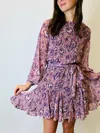 Meet Me In Santorini Abstract Paisley Print Mini Dress In Purple In Purple