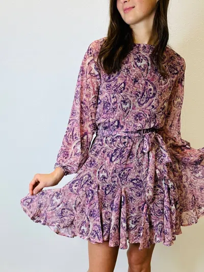 Meet Me In Santorini Abstract Paisley Print Mini Dress In Purple