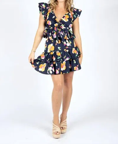 Meet Me In Santorini Adelina Floral Top In Navy In Multi