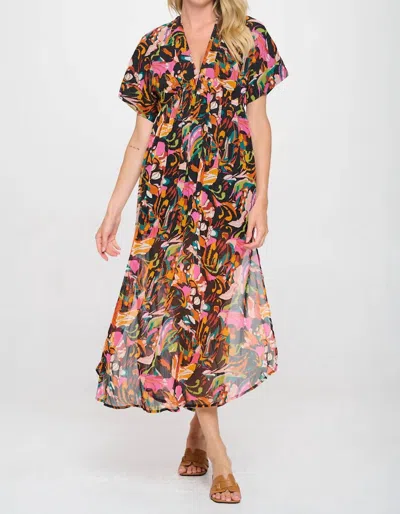 Meet Me In Santorini Andre Dress In Black Ikat