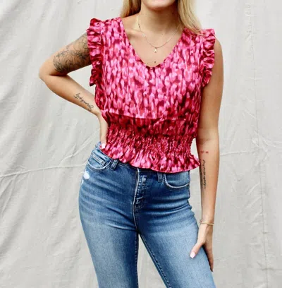 Meet Me In Santorini Annis Floral Top In Ruby In Pink