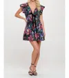 Meet Me In Santorini Bow Floral Mini Dress In Secret Garden In Black