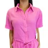 Meet Me In Santorini Button Down Collar Neckline Top In Pink In Pink
