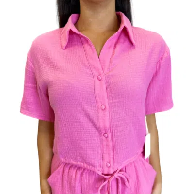 Meet Me In Santorini Button Down Collar Neckline Top In Pink