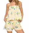 Meet Me In Santorini Cami & Shorts Set In Citrus In Multi