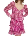 Meet Me In Santorini Puff Sleeve Top Set Tiered Skirt In Magenta Gold In Pink