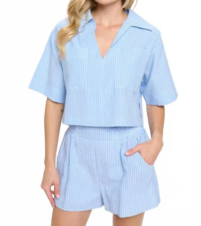 Meet Me In Santorini Cerulean Stripe Set In Blue