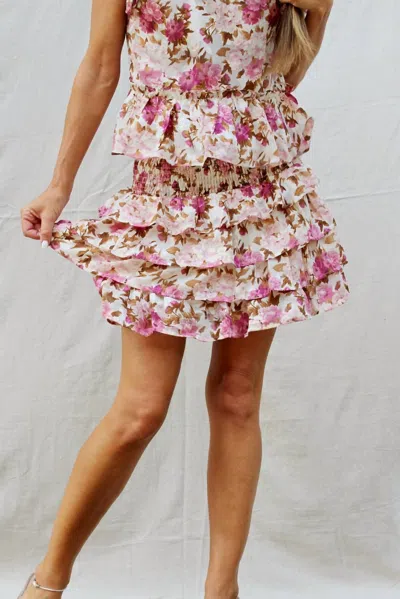 Meet Me In Santorini Chloe Ruffle Mini Skirt In Cream