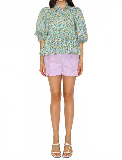 Meet Me In Santorini Citrus Garden Blouse In Multi Color