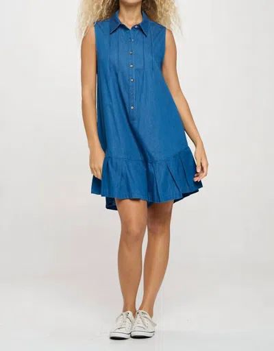Meet Me In Santorini Denim Romper In Azure Chambray