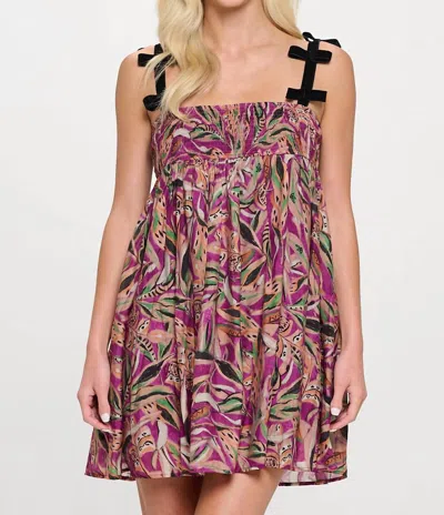 Meet Me In Santorini Dimitra Dress In Autumn Leaves Mauve In Multi