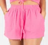 Meet Me In Santorini Elastic Waist Jordan Shorts In Pink In Pink