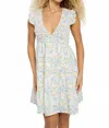 Meet Me In Santorini Short V Neck Dress In Flower Oasis In Multi