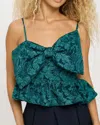Meet Me In Santorini Jacquard Bow Top In Green