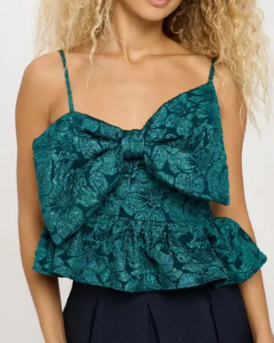 Meet Me In Santorini Jacquard Bow Top In Green