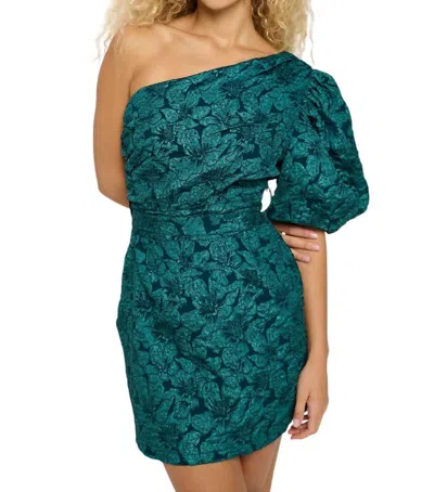 Meet Me In Santorini Jade Allure One Shoulder Mini Dress In Emerald Green